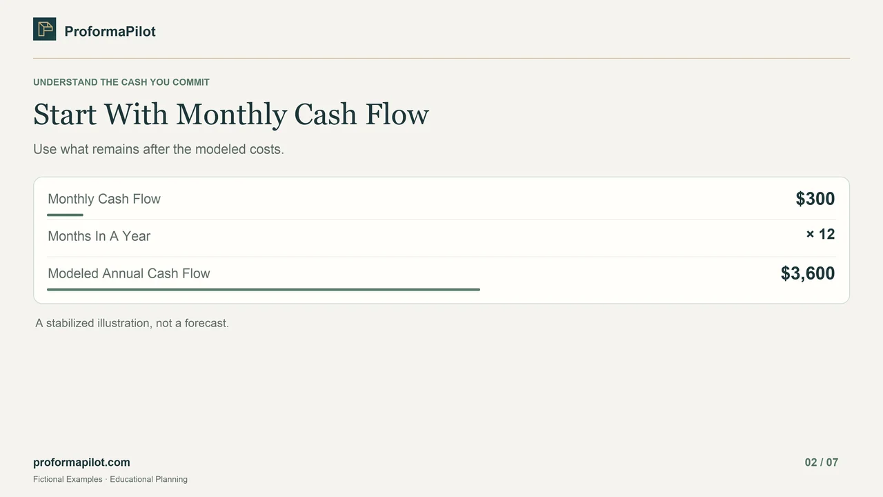 Start With Monthly Cash Flow: Use what remains after the modeled costs.