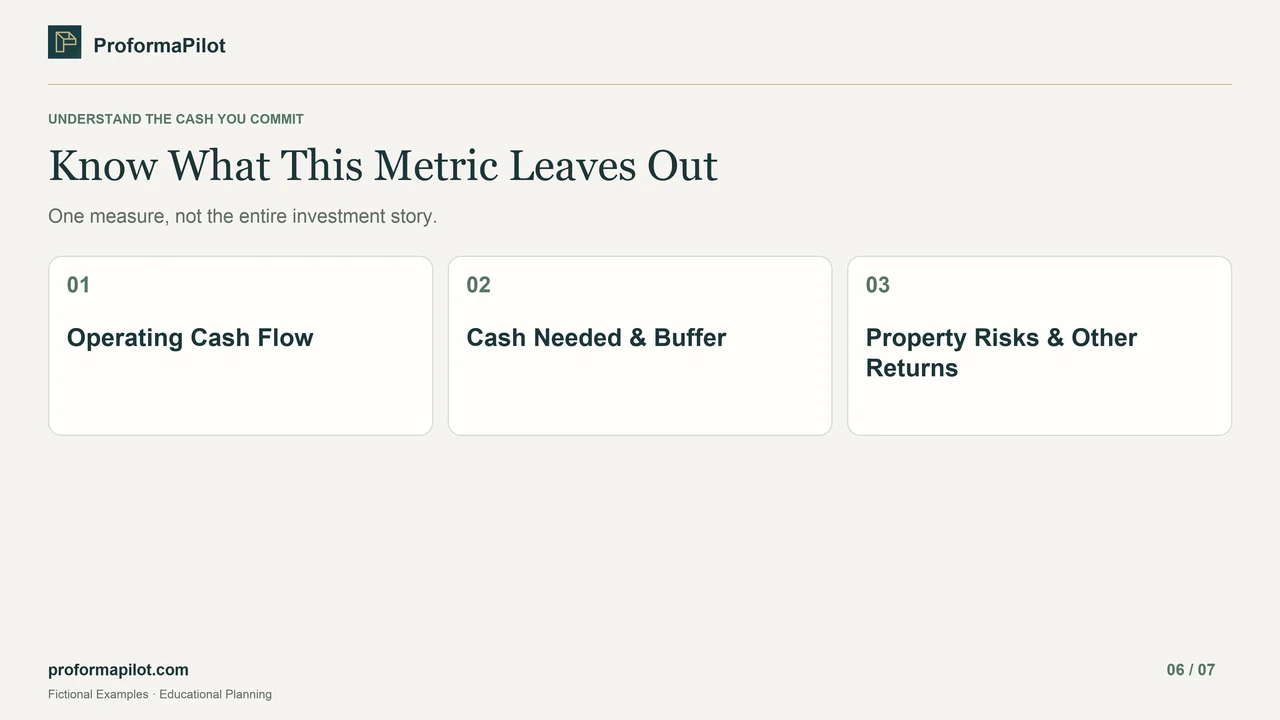 Know What This Metric Leaves Out: Operating Cash Flow; Cash Needed & Buffer; Property Risks & Other Returns