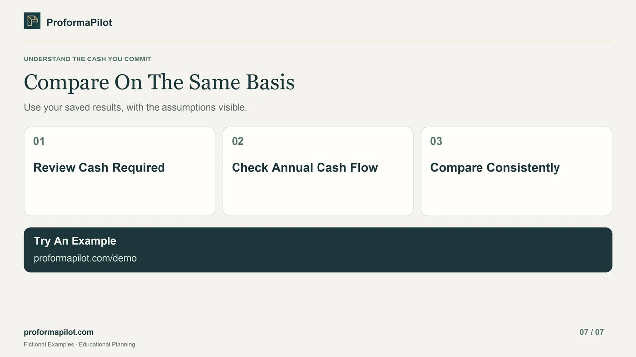 Compare On The Same Basis: Review Cash Required; Check Annual Cash Flow; Compare Consistently
