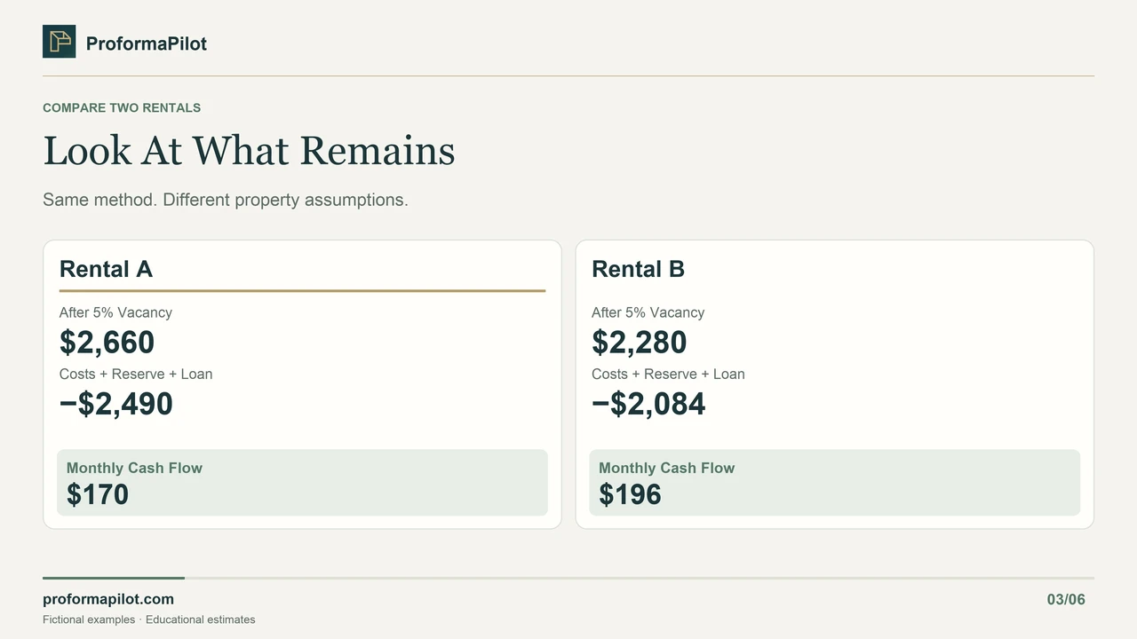 Look At What Remains: Same method. Different property assumptions.