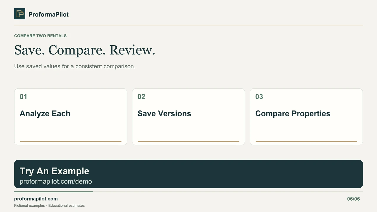 Save. Compare. Review.: Use saved values for a consistent comparison.