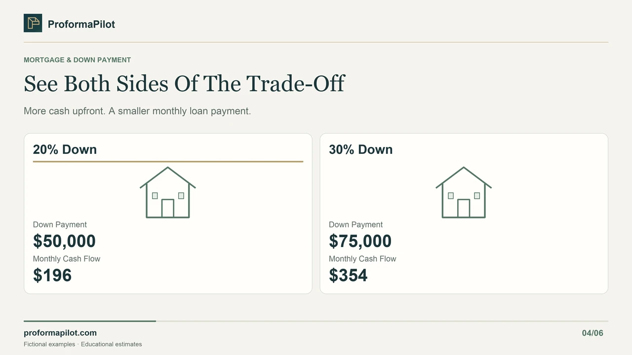 See Both Sides Of The Trade-Off: More cash upfront. A smaller monthly loan payment.