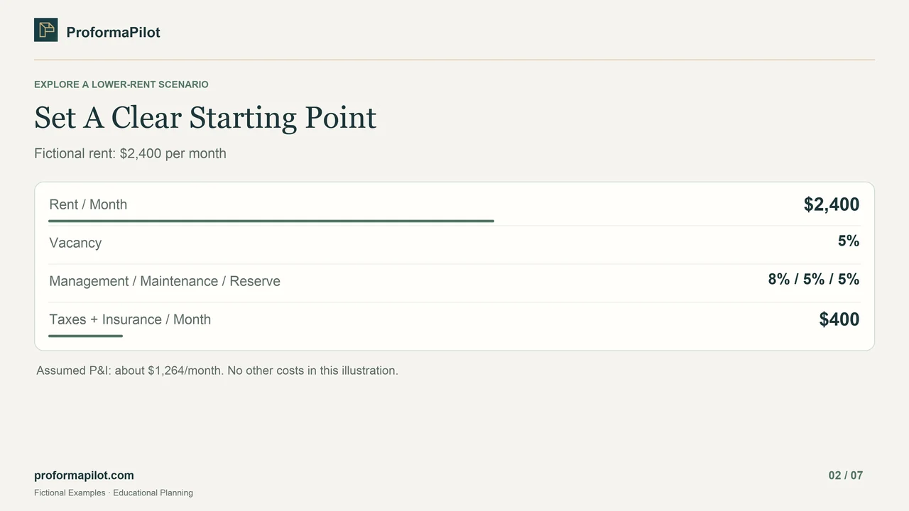 Set A Clear Starting Point: Fictional rent: $2,400 per month
