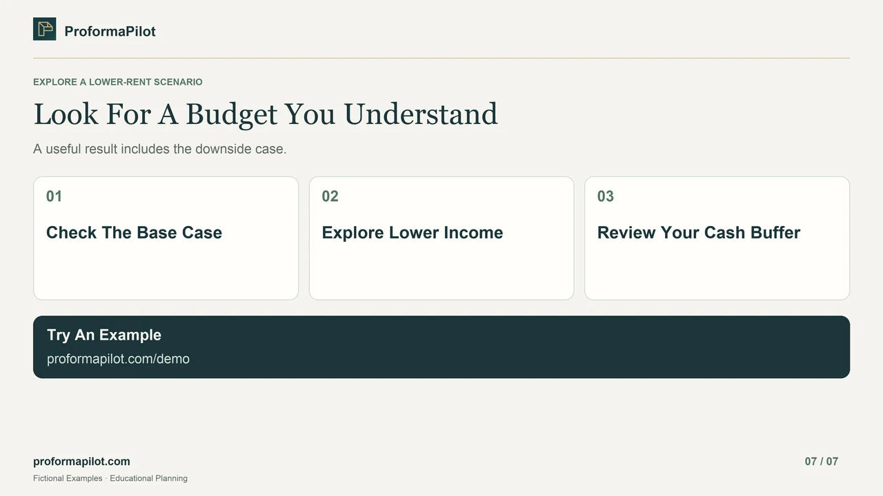 Look For A Budget You Understand: Check The Base Case; Explore Lower Income; Review Your Cash Buffer