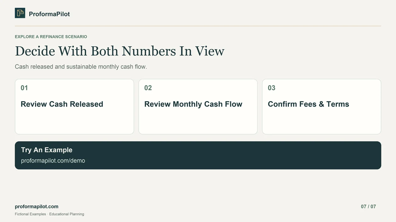 Decide With Both Numbers In View: Review Cash Released; Review Monthly Cash Flow; Confirm Fees & Terms